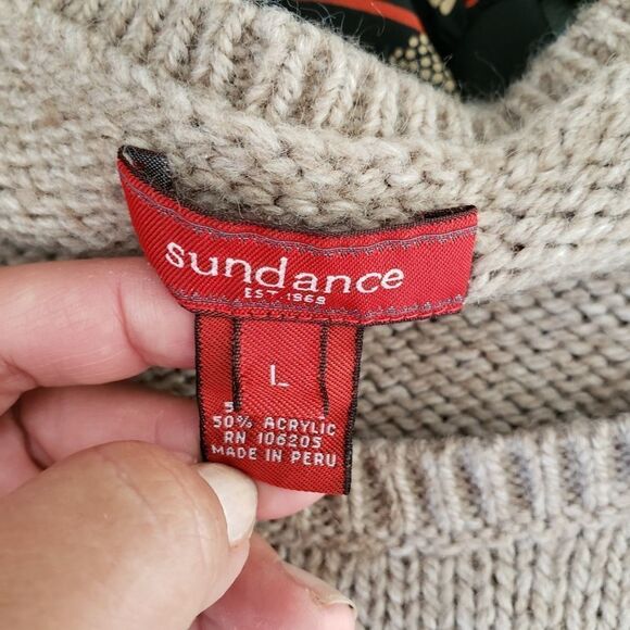 Sundance catalog tan wool blend sweater - Picture 3 of 6